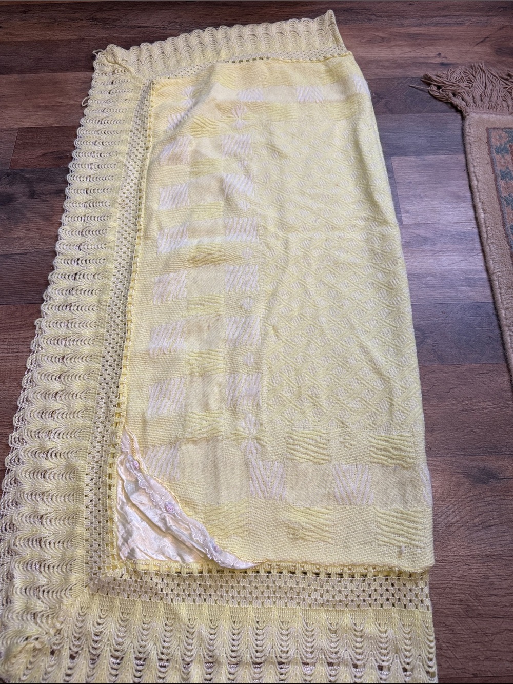 Vintage Yellow Knit baby blanket